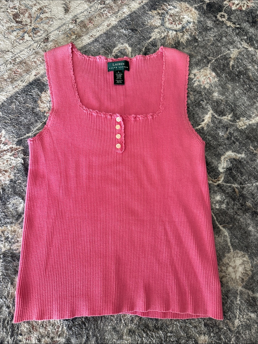 Lauren Ralph Lauren Pink Ribbed Sleeveless Tank Sweater